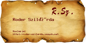 Roder Szilárda névjegykártya